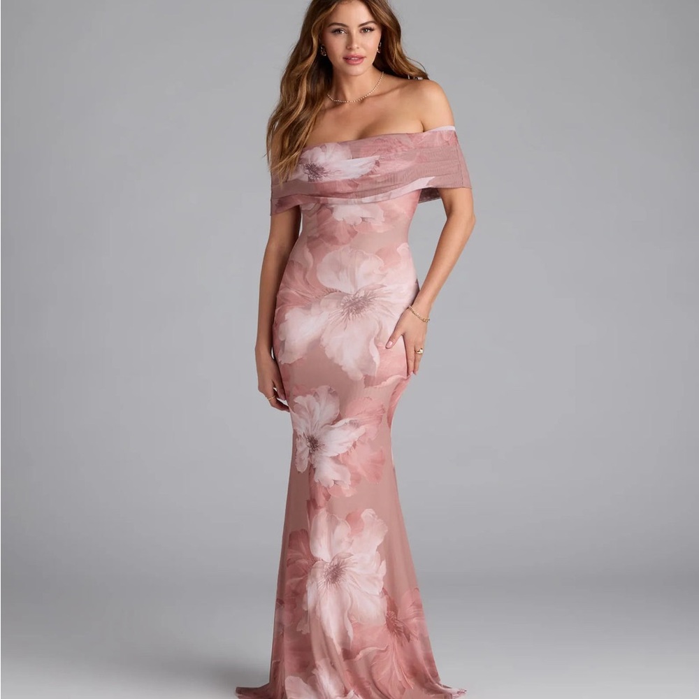 Elegant Floral Off-Shoulder Dress